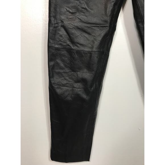Lord and Taylor 100% Nappa Cow Leather 1990s Black Pants Women's 12 / Large - Picture 6 of 10